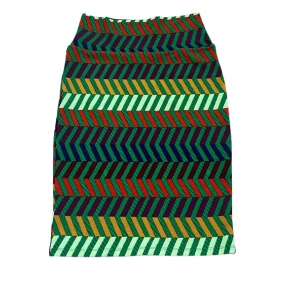 LuLaRoe Dresses & Skirts - NWT LuLaRoe Cassie Green and Purple Chevron Stretchy Pencil Skirt - Size XS
